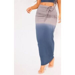 Petite Grey Ombre Side Ruched Midaxi Skirt